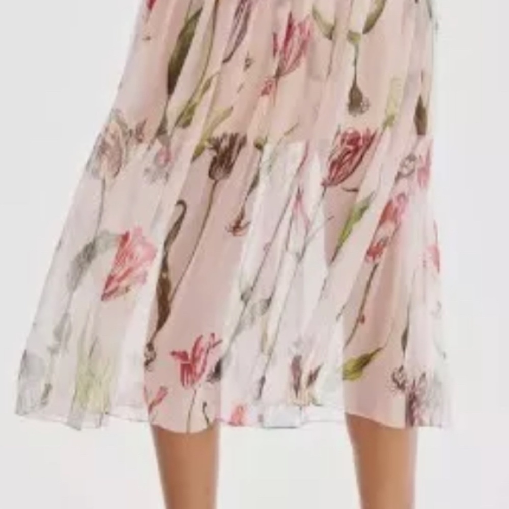 Oscar De La Renta  tulip mania silk chiffon midi skirt, blush pink, size 00